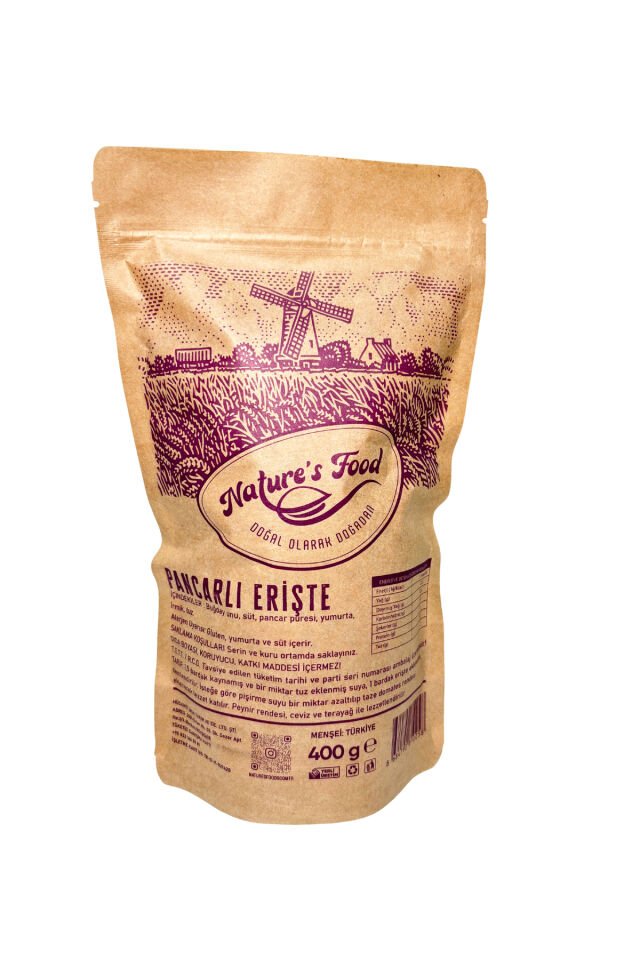 Pancarlı Erişte 400gr Buğday Unu, Pancar Püresi, Süt Ve Yumurta.