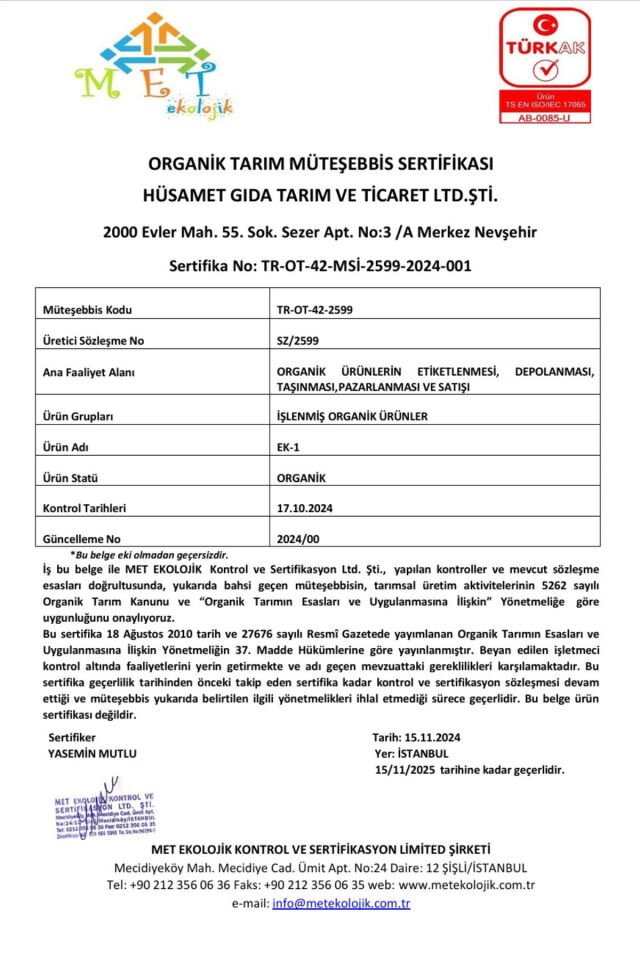 Organik Kırmızı Mercimek 500gr Pestisit Analizli Organik Sertifikalı