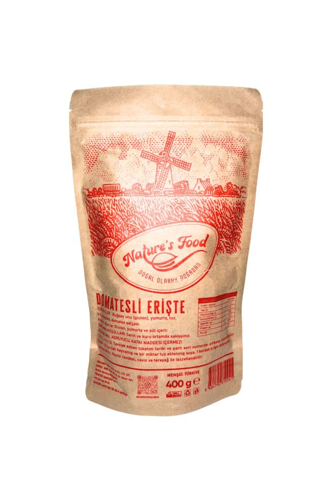 Domatesli Erişte 400gr Koruyucu ve katkı maddesi içermeyen sağlıklı ve doğal içeriğiyle sizlerle