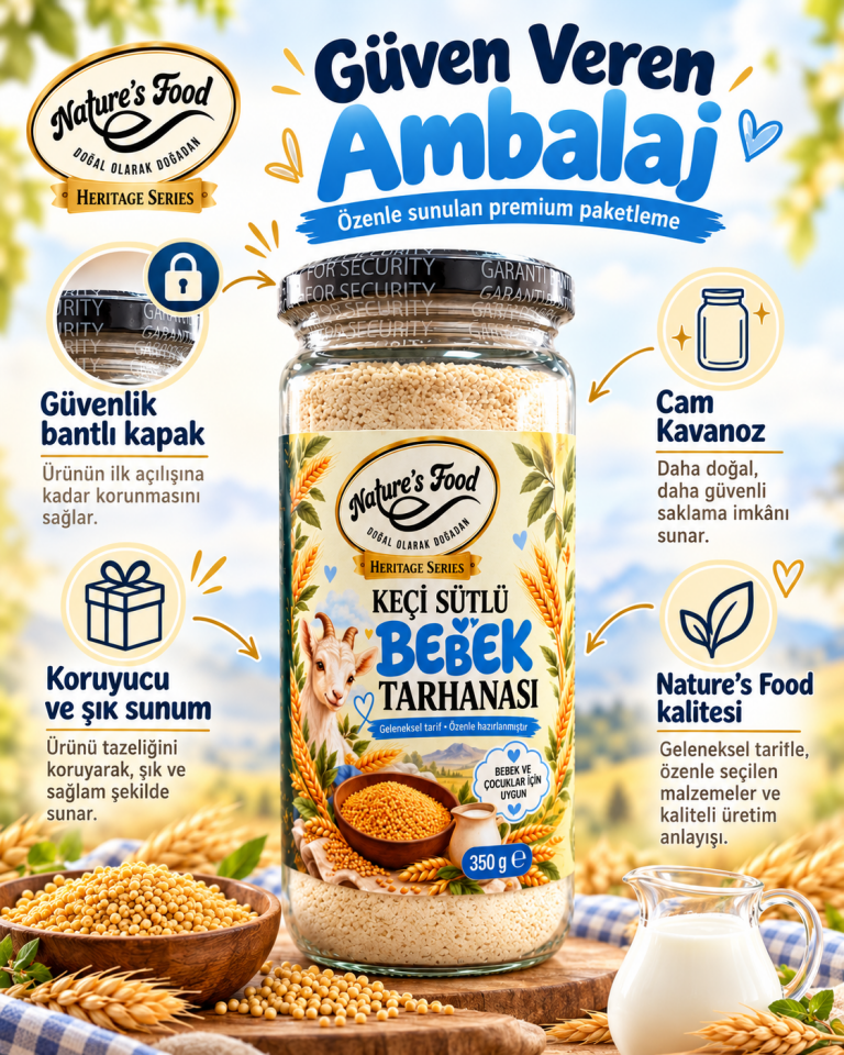 Nature’s Food Keçi Sütlü Bebek Tarhanası 350 g – Katkısız, Koruyucusuz, İlave Tuz İçermez,