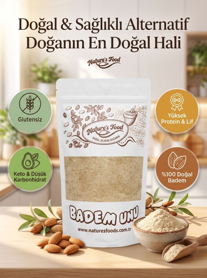 Glutensiz Badem Unu %100 Doğal Katkısız İnce Çekim Badem Tozu